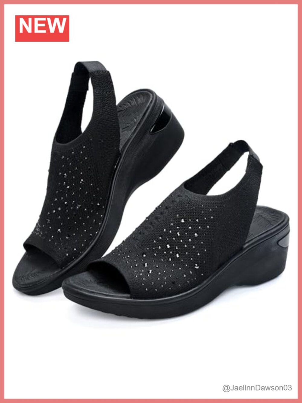 Wedge Sandals with Arch Support Breathable Mesh Rhinestone Non-slip Platform